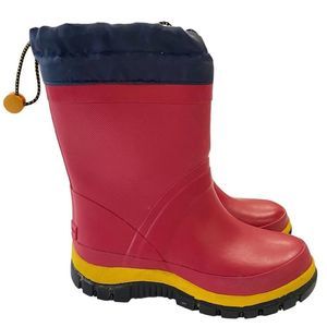 Lands End Youth Rain Snow Boots Size 5 Waterproof insulated Red Drawstring